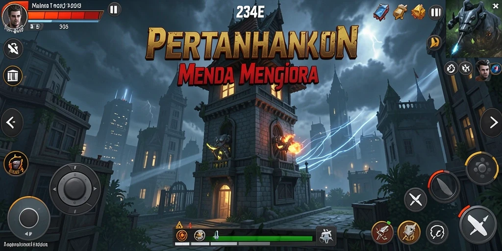 Screenshot gameplay Tower Defense yang menegangkan di 234E.
