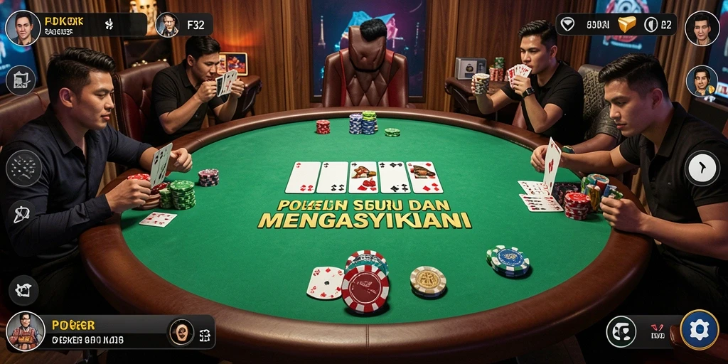 Tampilan permainan F32 dengan permainan poker mendebarkan.