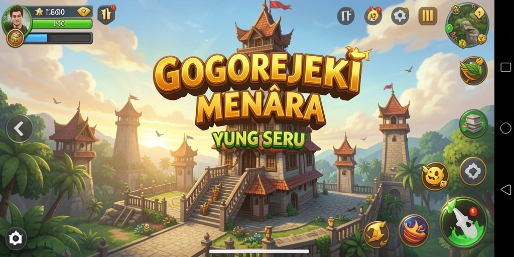 Tangkapan layar game GOGOREJEKI dengan aksi menara pertahanan yang intens.
