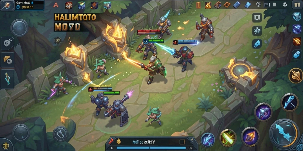Screenshot gameplay HALIMTOTO yang menampilkan aksi seru di arena MOBA.