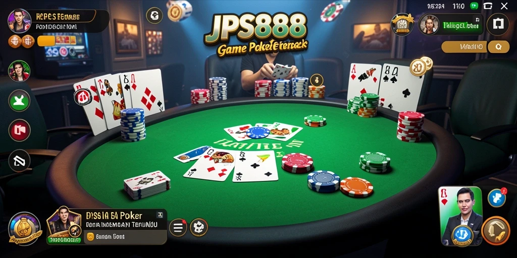 Screenshot gameplay JPS888 menampilkan suasana meja poker yang seru.