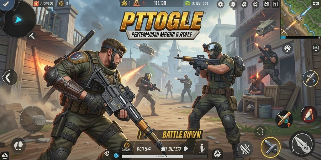Tangkapan layar gameplay PTTOGEL memperlihatkan aksi seru dalam pertempuran Battle Royale.