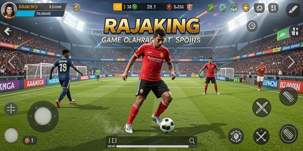 Tangkapan layar utama RAJAKING menampilkan aksi seru dalam pertandingan olahraga.