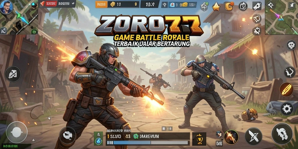 Tampilan gameplay menegangkan dari ZORO77 dalam pertempuran Battle Royale.